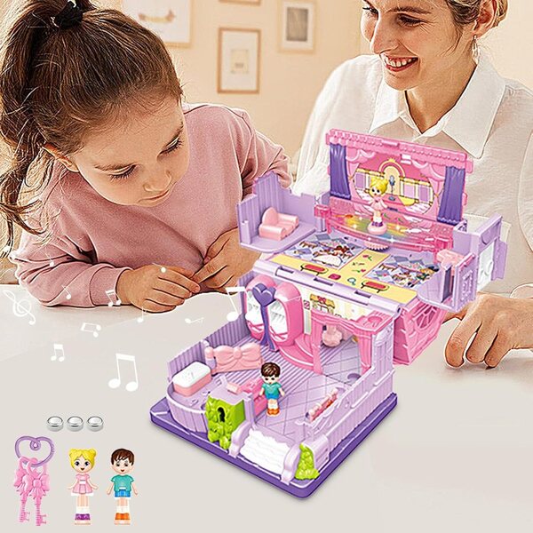 Mini-Puppenhaus „Prinzessin Castle“ mit Lichtern und Geräuschen, tragbares Spiel für Kinder ab 3 Jahren