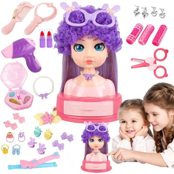 Set Bambola Parrucchiera con 31 Accessori per Trucco e Acconciature Bambini 3+
