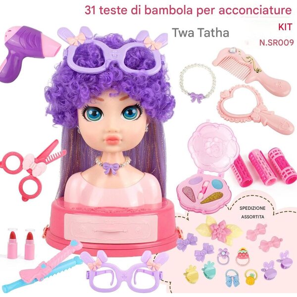 Set Bambola Parrucchiera con 31 Accessori per Trucco e Acconciature Bambini 3+