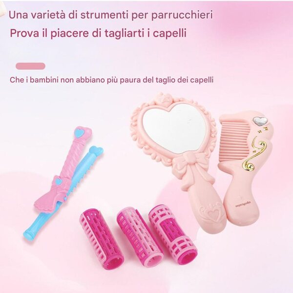 Set Bambola Parrucchiera con 31 Accessori per Trucco e Acconciature Bambini 3+