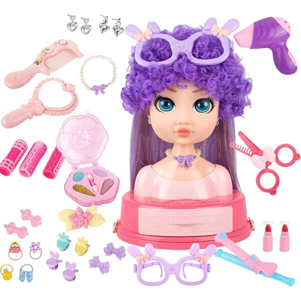 Set Bambola Parrucchiera con 31 Accessori per Trucco e Acconciature Bambini 3+