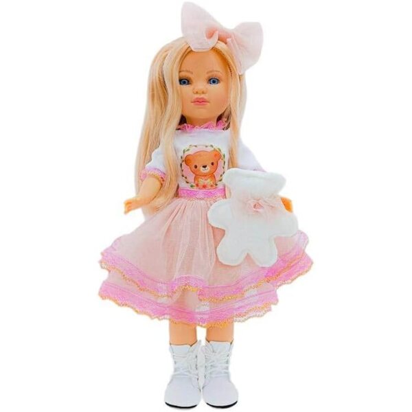 Fantasiekleid mit Stiefeln und Kleiderbügel für 41 cm große Folk Artesanía 2023 Puppe