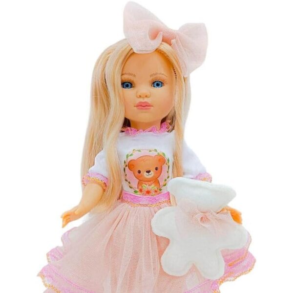 Fantasiekleid mit Stiefeln und Kleiderbügel für 41 cm große Folk Artesanía 2023 Puppe