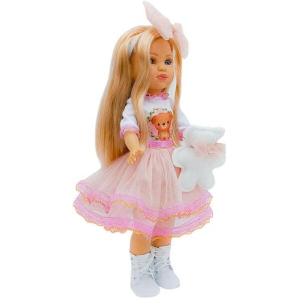 Fantasiekleid mit Stiefeln und Kleiderbügel für 41 cm große Folk Artesanía 2023 Puppe