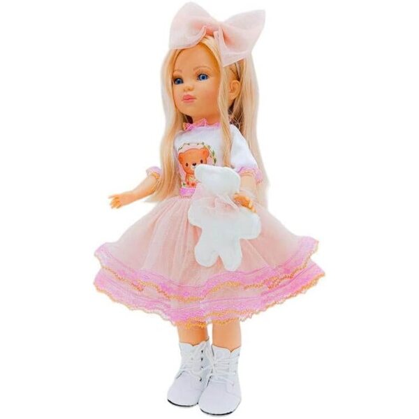 Fantasiekleid mit Stiefeln und Kleiderbügel für 41 cm große Folk Artesanía 2023 Puppe