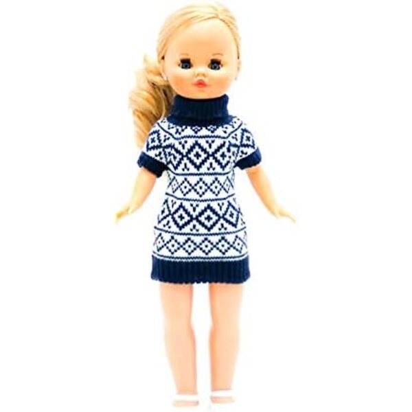 Set aus griechischem Wollkleid, Schuhen und Kleiderbügel für 42 cm große Folk Artesanía-Puppen