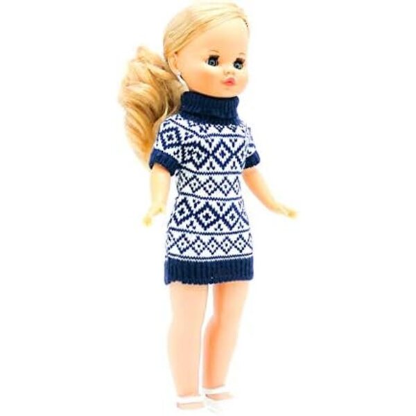 Set aus griechischem Wollkleid, Schuhen und Kleiderbügel für 42 cm große Folk Artesanía-Puppen