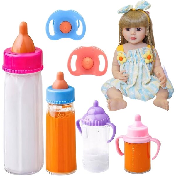Babyflaschenset für Puppen mit einziehbarer Milch und Schnuller – realistisches und sicheres Spielen