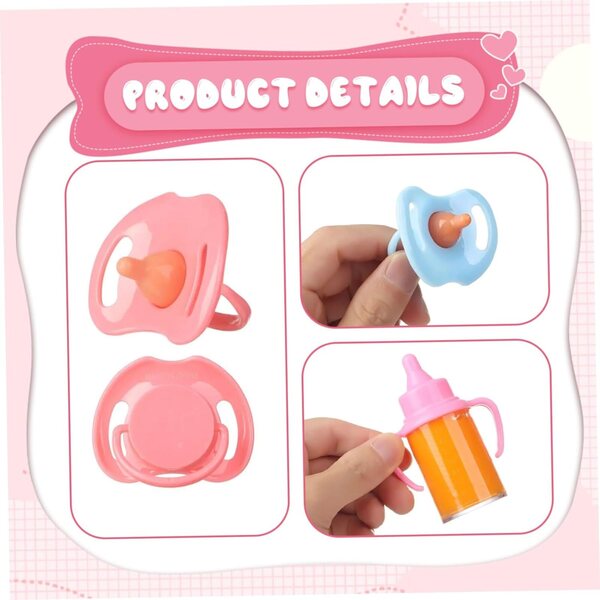 Babyflaschenset für Puppen mit einziehbarer Milch und Schnuller – realistisches und sicheres Spielen