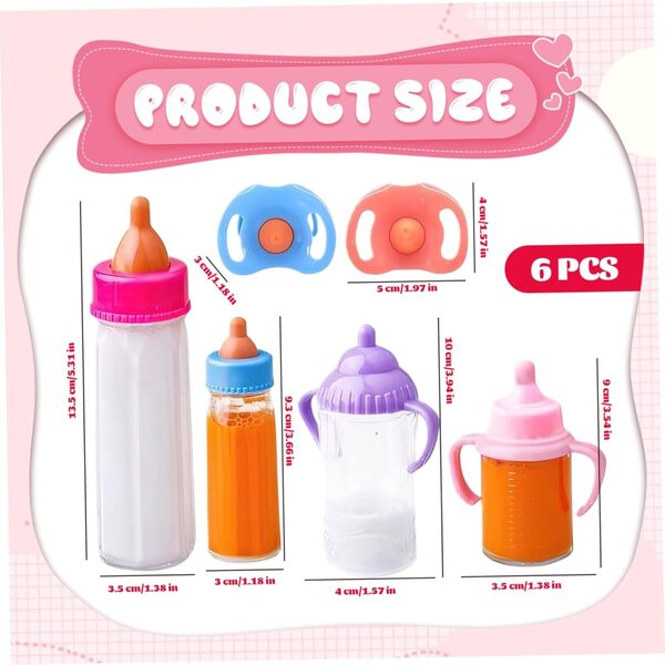 Babyflaschenset für Puppen mit einziehbarer Milch und Schnuller – realistisches und sicheres Spielen