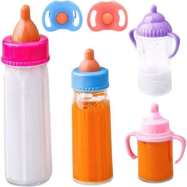 Babyflaschenset für Puppen mit einziehbarer Milch und Schnuller – realistisches und sicheres Spielen