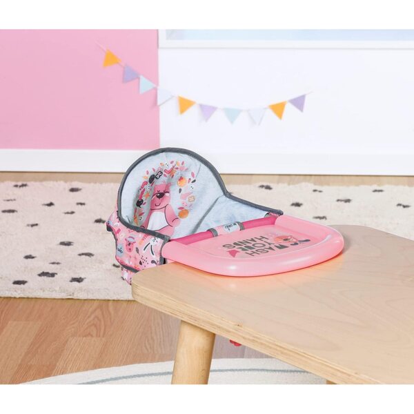 BABY born Hochstuhl für Puppen 36–43 cm – rosa oder grauer Stoffsitz