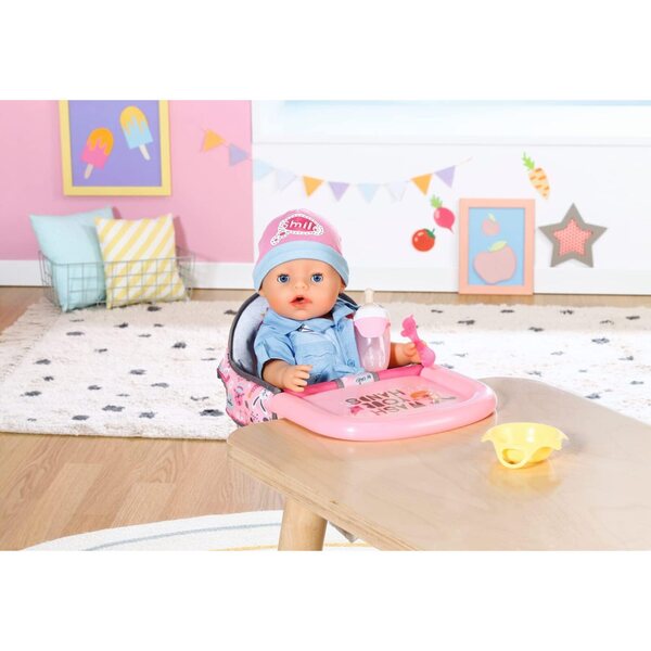 BABY born Hochstuhl für Puppen 36–43 cm – rosa oder grauer Stoffsitz