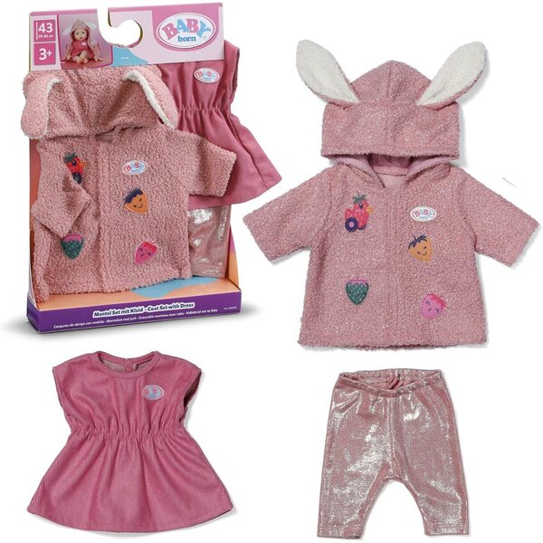 BABY born Mantel mit Kleid und Leggings im Set für 43 cm große Puppen mit Kapuze und Ohren