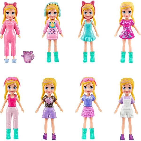 Polly Pocket Gamer Modeset mit Puppe, 18 Kleidungsstücken und Tier für Mädchen