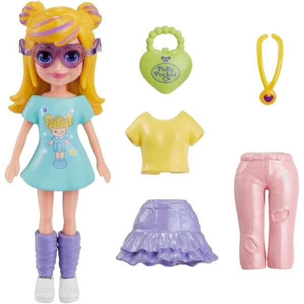Polly Pocket Set Moda Shimmer con Bambola, Abiti e Accessori per Bambine 4+