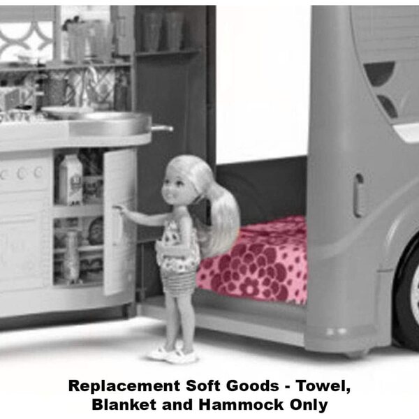 Original Barbie Pop-Up Camper CJT42 Ersatzteile: Handtuch, Decke und Hängematte