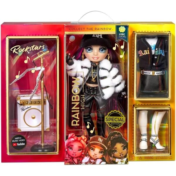 Rainbow High Lyric Lucas Bambola Rockstar con 2 Outfit e Accessori Musicali Completi