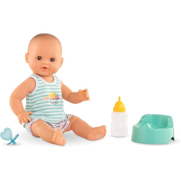 Corolle Paul Fatto Pipi Aqua, 36 cm, interaktive Puppe für Kinder ab 2 Jahren