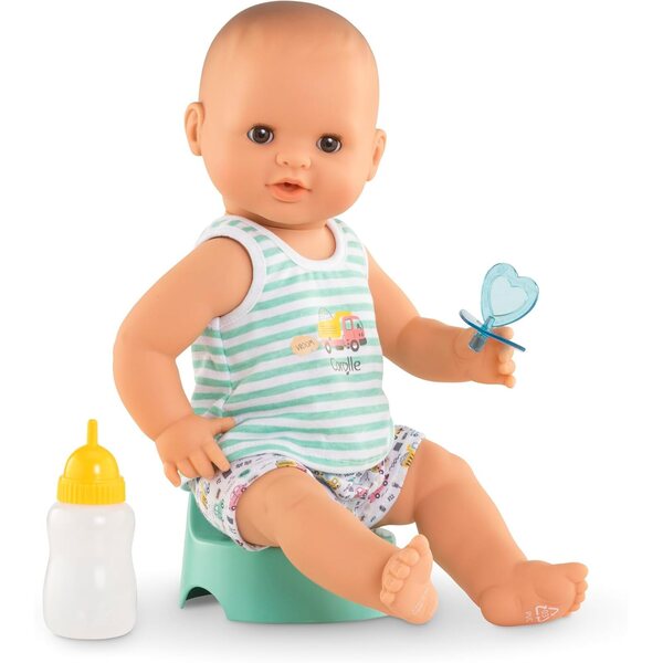 Corolle Paul Fatto Pipi Aqua, 36 cm, interaktive Puppe für Kinder ab 2 Jahren