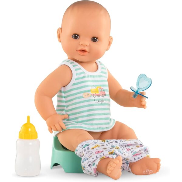 Corolle Paul Fatto Pipi Aqua, 36 cm, interaktive Puppe für Kinder ab 2 Jahren