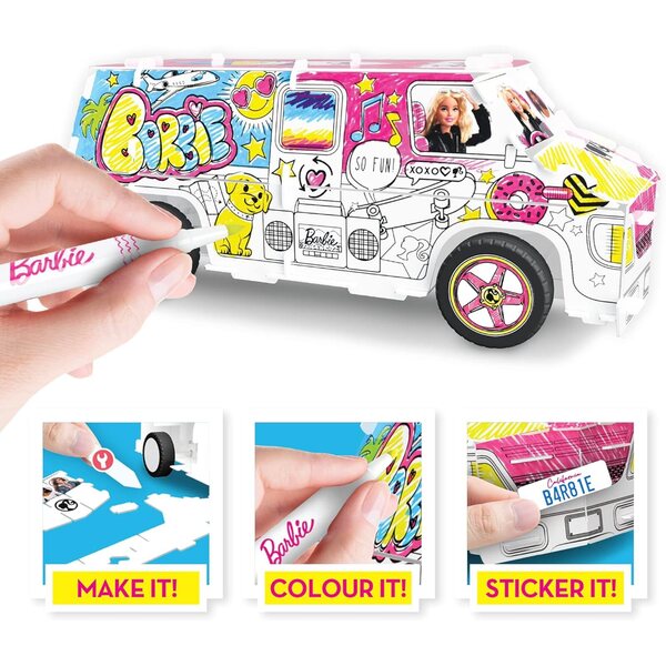 Set Maker Kitz Pull Back DIY Super Camper Barbie mit Aufklebern und Backloader