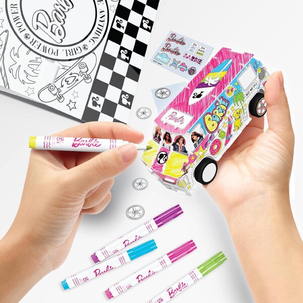 Set Maker Kitz Pull Back DIY Super Camper Barbie mit Aufklebern und Backloader