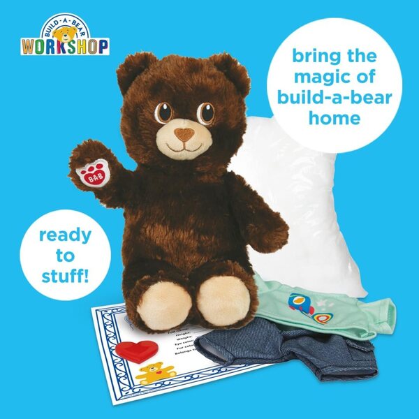 Casdon Build-A-Bear Workshop Furtastic Teddybär, befüllbar mit Kleid und Herz