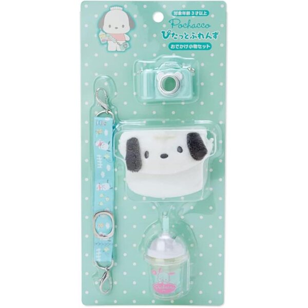 Sanrio Pochacco Pita Furenzu Zubehörset für Puppen, Schultergurt, Kamera und Tasche