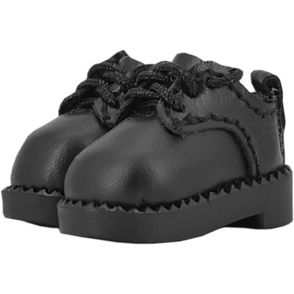 niannyyhouse Vintage Matte Lederschuhe für 11 cm große Puppen – Schwarz