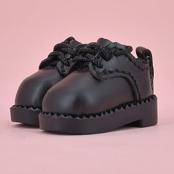 niannyyhouse Vintage Matte Lederschuhe für 11 cm große Puppen – Schwarz
