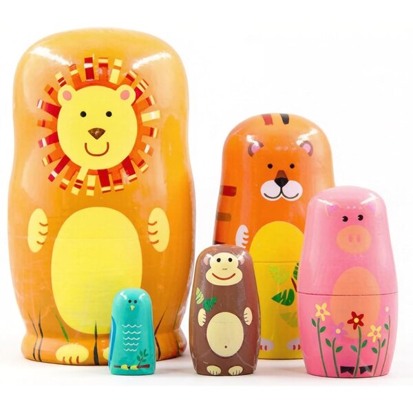 Bambole Russe in Legno Tigre Bianca a 5 Strati – Giocattolo Educativo e Decorativo