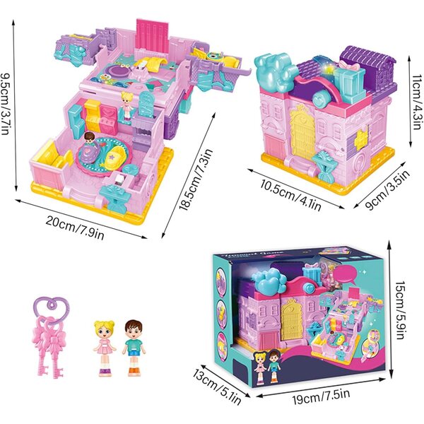 Casa delle bambole pieghevole 3D con luci e musica per bambine creative