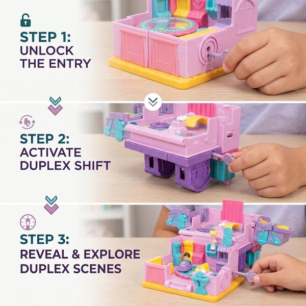 Casa delle bambole pieghevole 3D con luci e musica per bambine creative