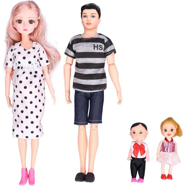Familienpuppenset mit schwangerer Mutter und Zubehör für Kinderrollenspiele
