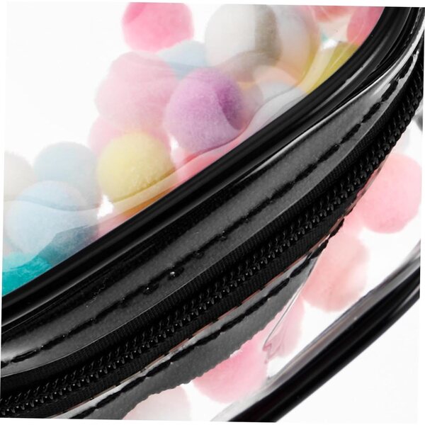Alasum Borsa Trasparente Per Bambole con Tracolla e Pom Pon 13,5x9,5x5,5 cm Nero