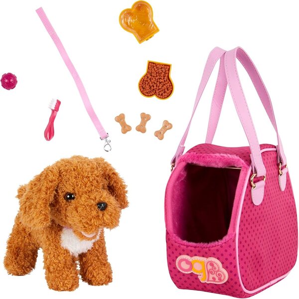 Our Generation – Hüpfset in der Hundetrage mit Plüschwelpe und Zubehör für Puppen 46 cm