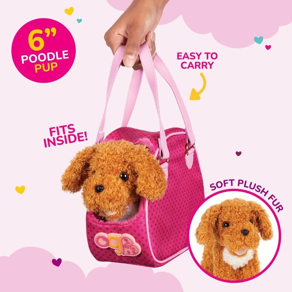 Our Generation – Hüpfset in der Hundetrage mit Plüschwelpe und Zubehör für Puppen 46 cm