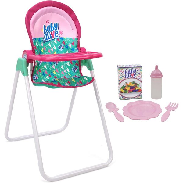 Baby Alive Set Seggiolone per Bambole con 5 Accessori, Verde e Rosa, per Bambole fino a 61 cm
