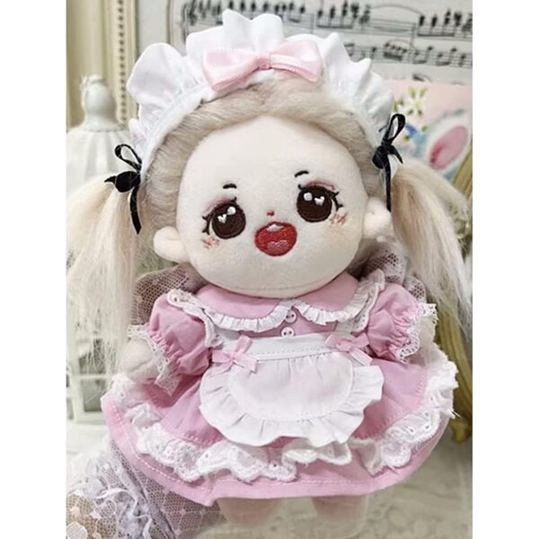 Niannyyhouse 15 cm großes Plüschpuppen-Kleidungsset mit blauem Kopfschmuck und Schürze