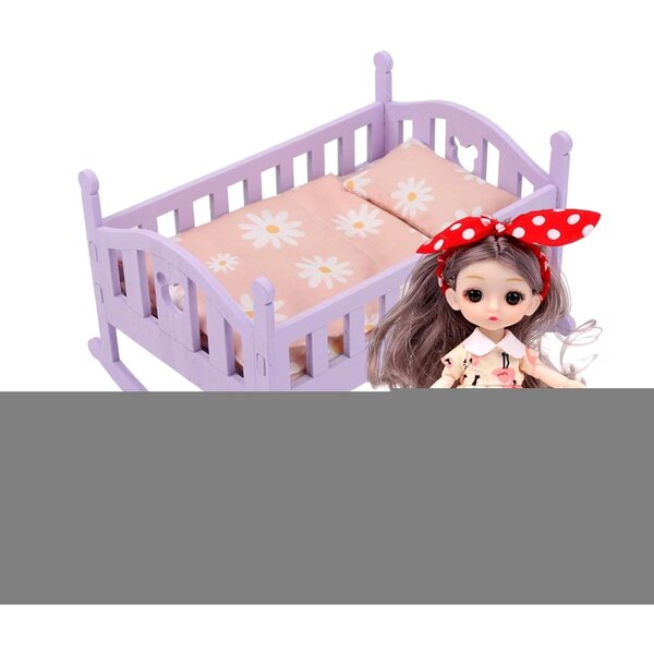 Wiegen-Set für Prinzessinnen-Puppen aus Holz – realistisches Spielzeug für Kinder-Rollenspiele