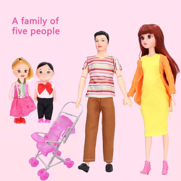 Familienpuppenset mit schwangerer Mutter und Zubehör für lehrreiches und kreatives Spielen