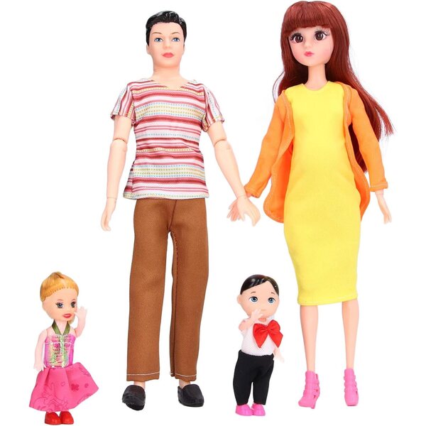 Familienpuppenset mit schwangerer Mutter und Zubehör für lehrreiches und kreatives Spielen