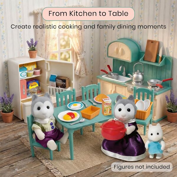 Famiglia Dollhouse Big Kitchen Set - Cucina Giocattolo OLEOCA per Bambini 3+