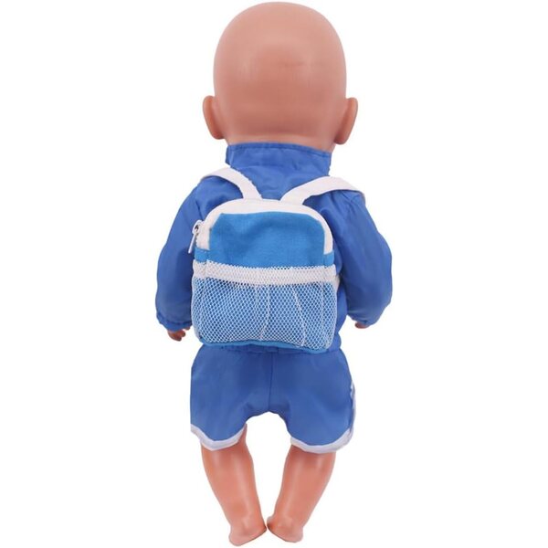 Zaino mini con cerniera per bambola 46 cm, accessorio realistico per casa delle bambole