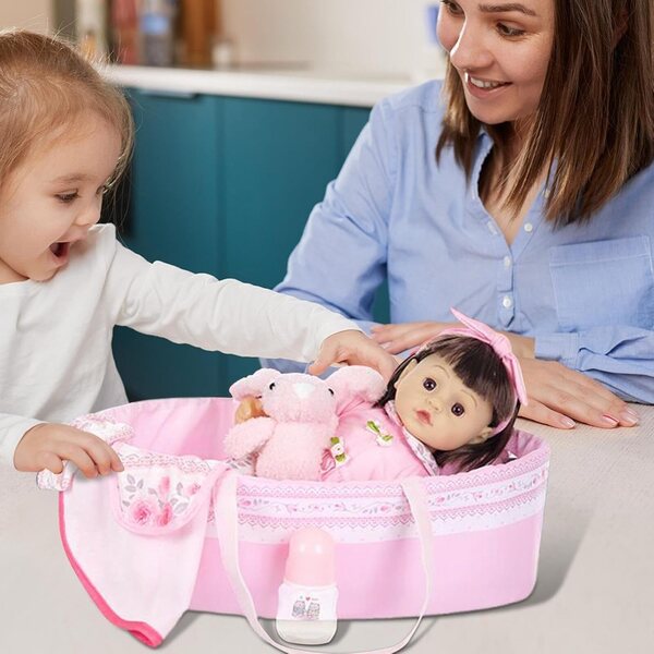 Set Accessori Baby Doll 18 Pollici con Vestiti, Borsa e Cestino Coniglio
