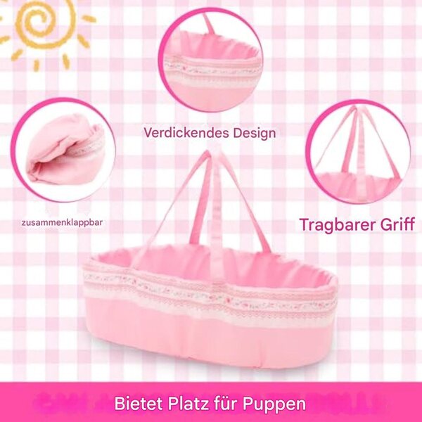 Set Accessori Baby Doll 18 Pollici con Vestiti, Borsa e Cestino Coniglio