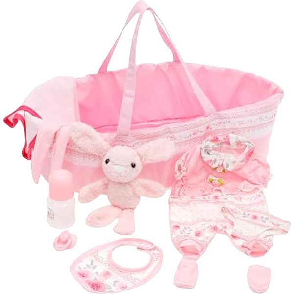 Set Accessori Baby Doll 18 Pollici con Vestiti, Borsa e Cestino Coniglio