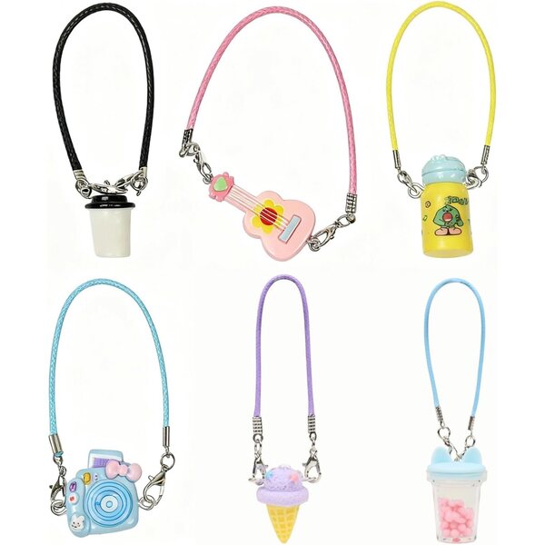 Set accessori per bambole Labubu 17 cm - 6 pezzi tazza, chitarra, fotocamera e altro