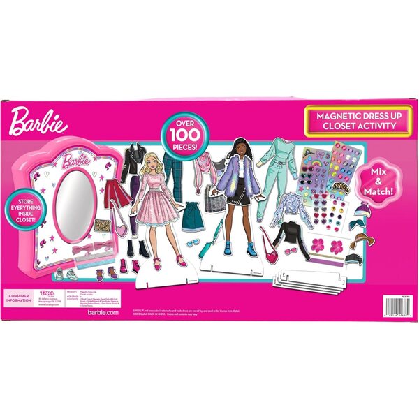 Barbie magnetischer Aktivitätsschrank mit Mix&Match-Zubehör für Kinder ab 3 Jahren